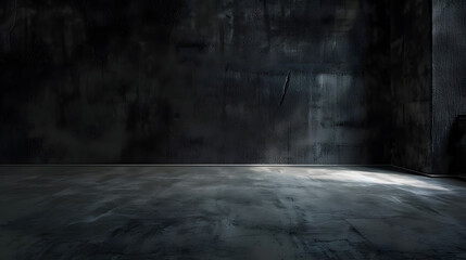Aufkleber - Cement floor and black wall backgrounds empty room interior use for display products : Generative AI