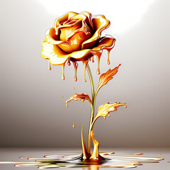 Wall Mural - Illustration of melting golden flower isolated on white background