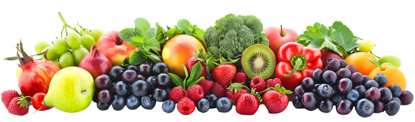 Wall Mural - variety of fresh fruits and vegetables isolated png 