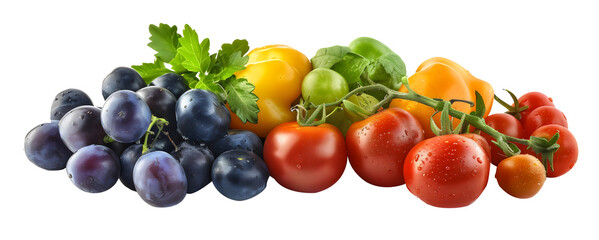 Wall Mural - variety of fresh fruits and vegetables isolated png 