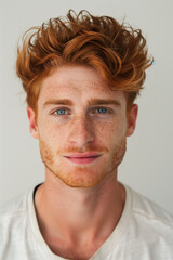 Front view portrait of young man on a white background