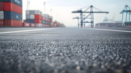 Aufkleber - empty asphalt road and container port background : generative ai