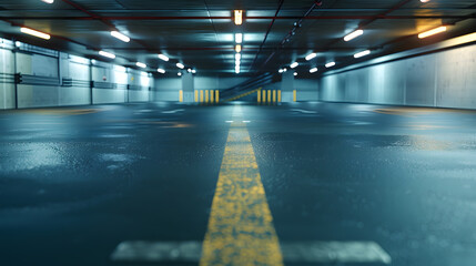 Poster - empty concrete road for parking lot to display with futuristic style : Generative AI