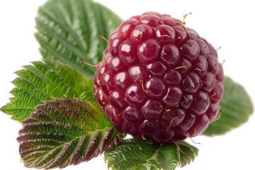 Close-up on raspberry isolate, berry on white background