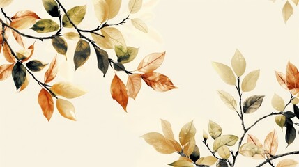 Wall Mural - Nature inspired application for vintage leaves and branches