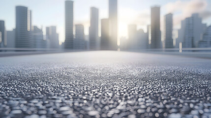 Aufkleber - empty asphalt road and city buildings skyline : generative ai