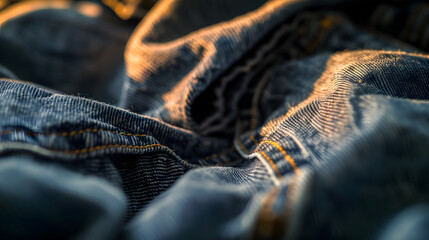 Fototapete - Fragment of jeans trousers Denim texture : Generative AI