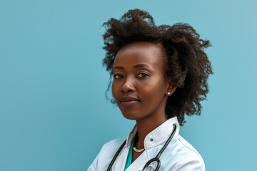 Confident African female doctor with stethoscope