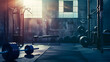 © Generative AI - Cross fit equipment in empty gym : Generative AI