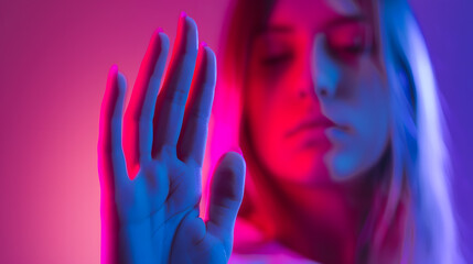 Aufkleber - women hand making sign isolated : Generative AI