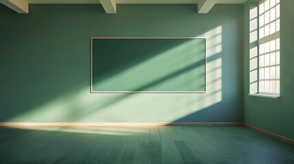 Aufkleber - Empty interior of classic school classroom with green Chalk board on the Wall : Generative AI