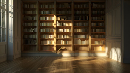 Poster - bookcase in empty room : Generative AI