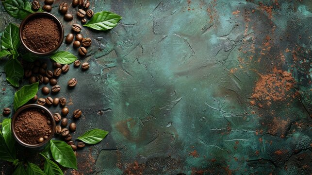 abstract texture of coffee and wood, use some dark green, banner, wallpaper