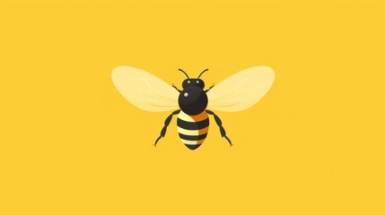 Wall Mural - A trendy flat design illustration of a bee with geometric shapes on a yellow background