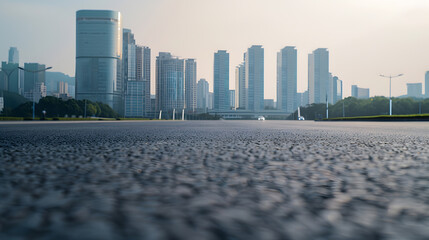 Poster - Empty asphalt road and city skyline with modern buildings scenery in Hangzhou China : Generative AI