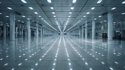 Wall Mural - Empty square floor and airport building scene in ShanghaiChina : Generative AI