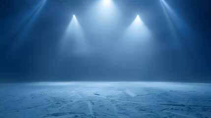 Poster - Snow and ice backgroundEmpty ice rink illuminated by spotlights : Generative AI