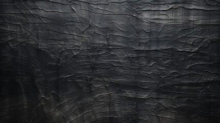 Wall Mural - An expansive view of a black textured leather surface, depicting the unique wrinkles and patterns across its expanse