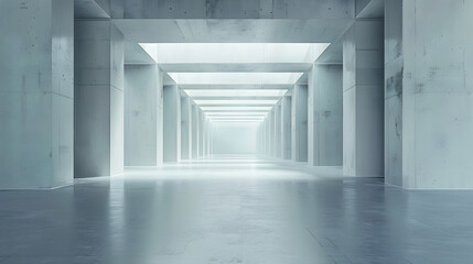 Poster - Abstract Futuristic empty floor and room SciFi Corridor With light for showcaseroominteriordisplay productsModern Future cement floor and wall background technology interior concept3d  : Generative AI