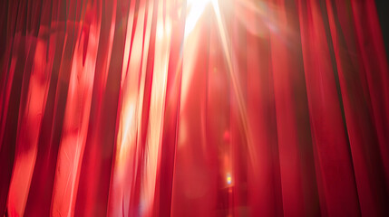Poster - Red curtains on a small theater with a spotlight to the anticipation of the show : Generative AI