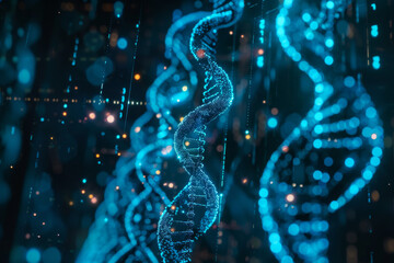 Poster - A computer generated image of a dna molecule