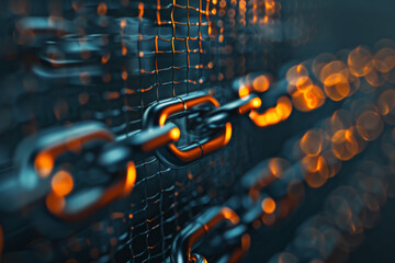 Poster - A close up of a chain with a blurred background