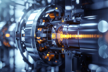 Poster - A close up of a machine with a light coming out of it