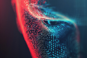 Poster - A close up of a person 's face with a fingerprint on it