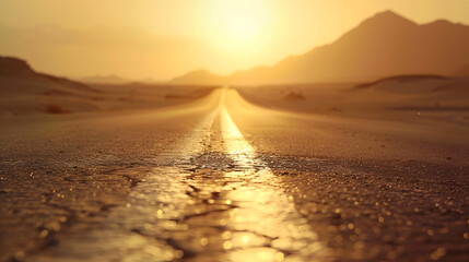 Aufkleber - Road in the desert of Egypt at sunset : Generative AI