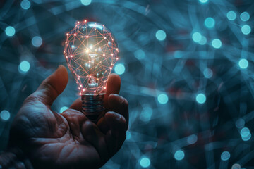 Poster - A person is holding a light bulb in their hand