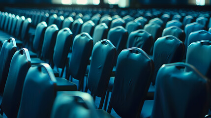 Poster - Rows of empty chairs in large Conference hall for Corporate Convention or Lecture : Generative AI