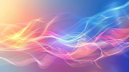 Poster - abstract futuristic background with pink, blue glowing neon moving high speed wave lines.