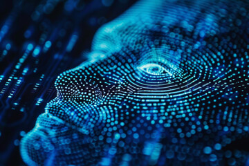 Poster - A computer generated image of a person 's face made up of dots