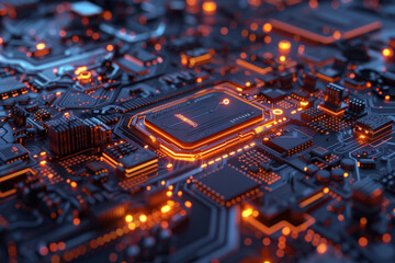 Poster - A computer motherboard with a cpu in the center