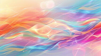 Poster - Abstract background with colorful waves and glowing light effects neon moving high speed wave lines.