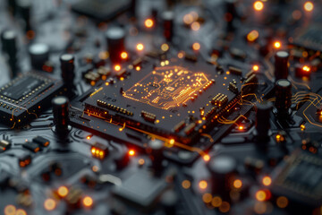 Poster - A close up of a circuit board with the letters ioo on it