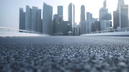 Aufkleber - straight asphalt road with modern city skyline and buildings : generative ai