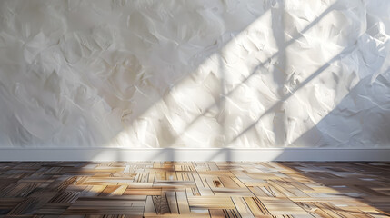 Aufkleber - Front view insulated wall and wooden parquet floor : Generative AI