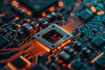 Poster - A close up of a motherboard with a chip that says vlza
