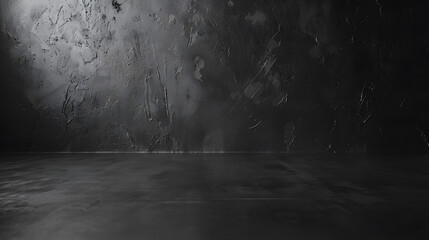 Aufkleber - Black dark and gray abstract cement wall and studio room  interior texture for display products Room black floor is made of dark plaster for interior decoration or gym for exercise : Generative AI