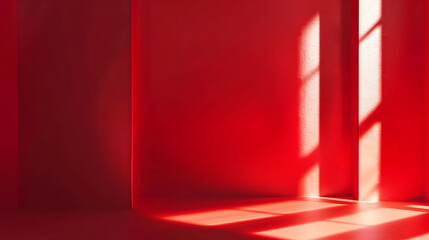 Aufkleber - Abstract red studio background for product presentation Backdrop with shadows of window for display product : Generative AI