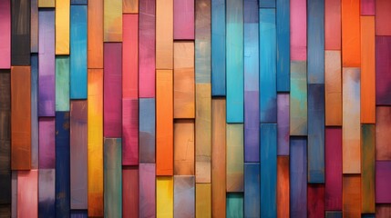 Poster - An image with an assorted collection of painted wooden blocks creating a colorful abstract pattern