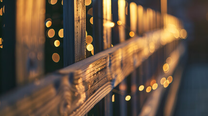 Aufkleber - Wooden fence under the lights at night : Generative AI