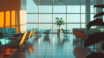 Poster - Empty departure lounge in airport : Generative AI