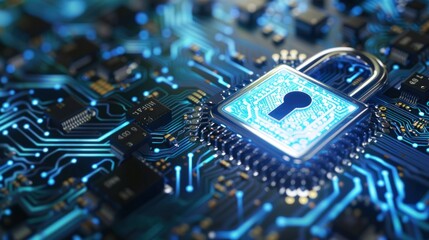 Poster - Digital padlock icon of cyber security and data protection technology,.and business data privacy concept.
