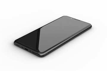 Poster - A sleek black smartphone isolated against a white background, separated from the environment, with no background. Concept of communication and connectivity. Generative Ai.