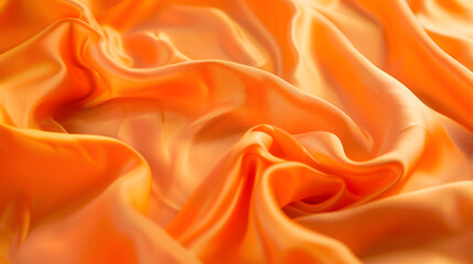 Fototapete - Vivid orange color fabric wrinkle textures background : Generative AI