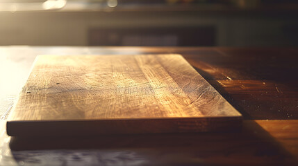Aufkleber - Empty wooden cutting board for preparing ingredients for preparing a delicious dish Kitchen utensils : Generative AI