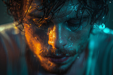 Poster - a person's overwhelmed expression and defeated posture, bearing the weight of unresolved stressors a
