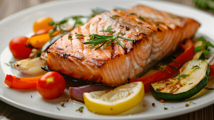 Wall Mural - background cooked cuisine, cooked salmon